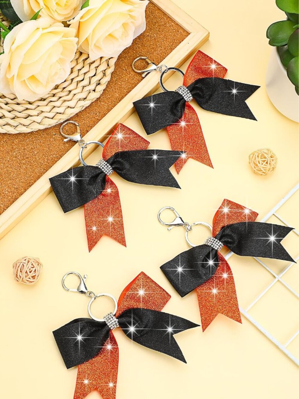 Cheer Bow Keychain Bulk Rhinestone - Picture 4 of 6